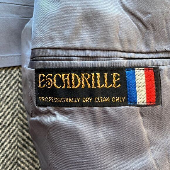 Vintage Tweed Wool Sport Coat Jacket Men 40R Herringbone Gray Hart Shaffner Marx - Picture 10 of 11